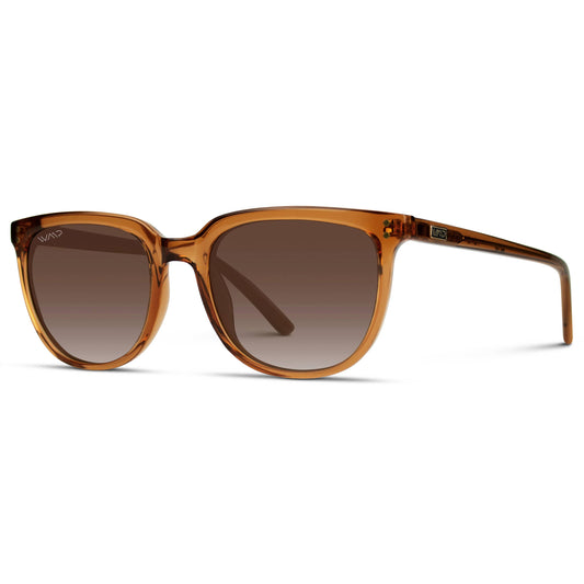 Abner - Classic Retro Square Design Grey Frame Sunglasses: Crystal Brown / Brown Gradient Lens