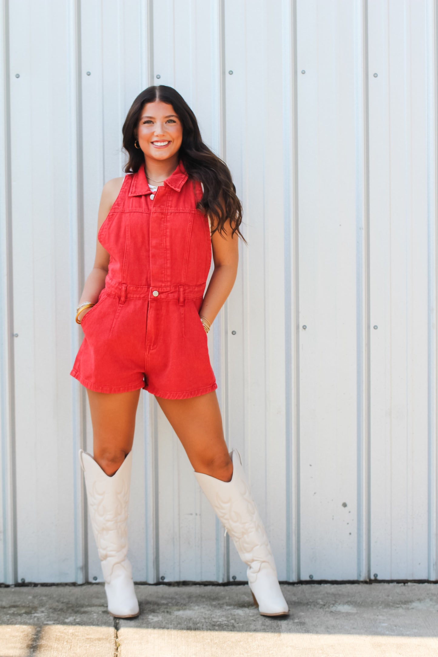 ITS GAMEDAY DENIM ROMPER