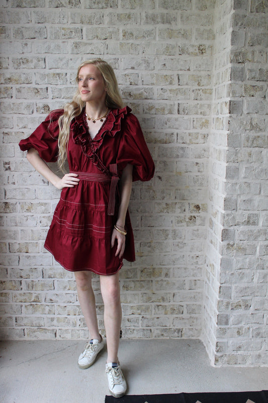 CRIMSON CHARM MINI DRESS